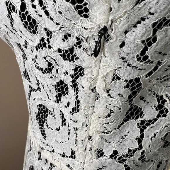 Victoria's Secret Cream Lace Midi Dress with Black Bow, Size 6 - Picture 9 of 16